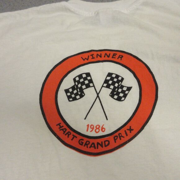 Vintage 80s 1986 Hart Grand Prix Winner T-Shirt size XL Hanes Formula One - Picture 10 of 11